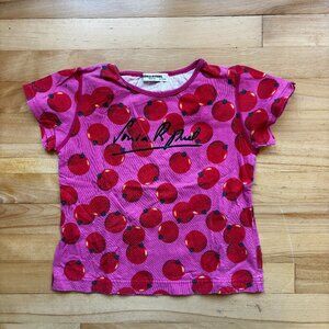 Sonia Rykiel Enfant Girls Pink Apple Print T-Shirt Size 120 (6-7 Years)
